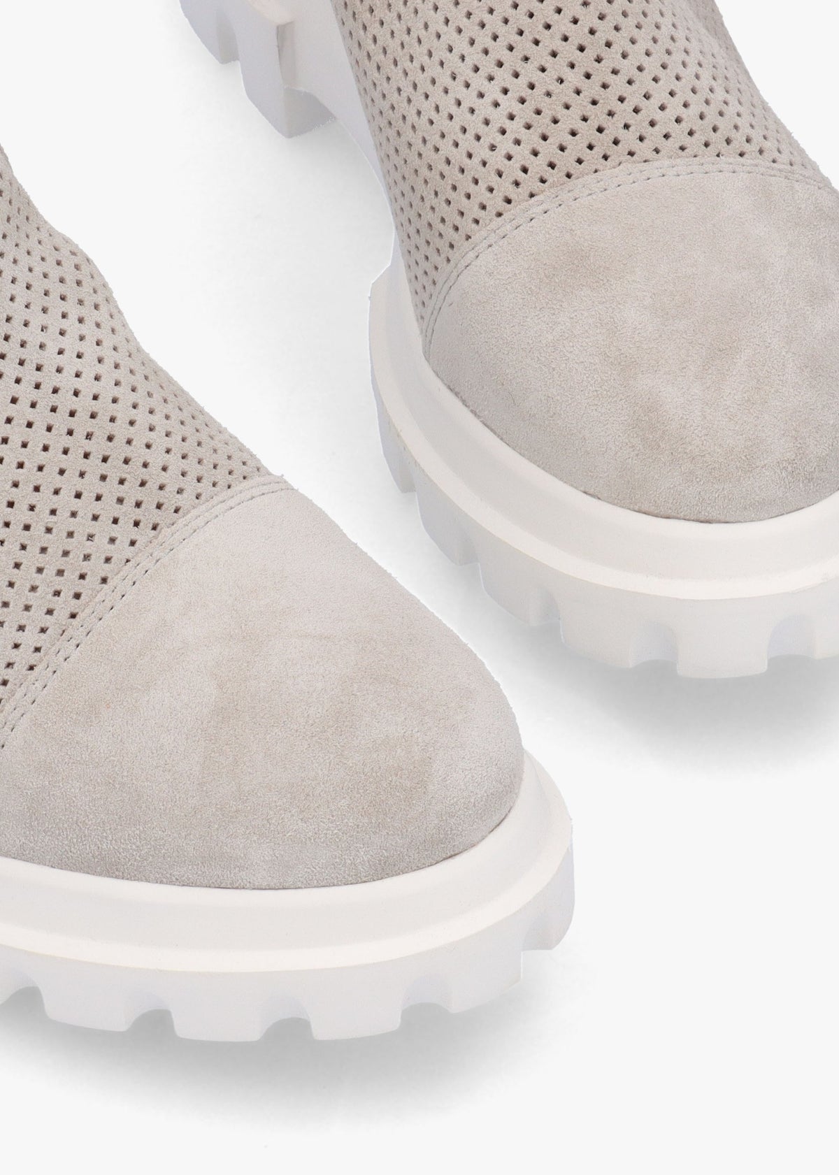 Fennel Grey Suede Perforated Ankle Boots