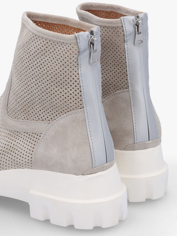 Fennel Grey Suede Perforated Ankle Boots