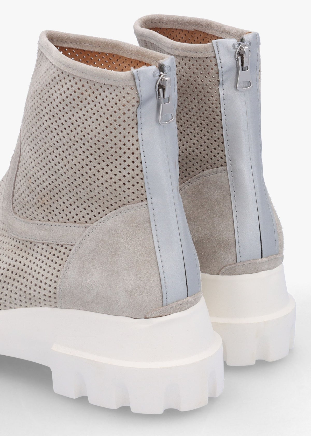Fennel Grey Suede Perforated Ankle Boots