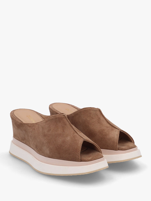 Aperture Brown Suede Wedge Mules