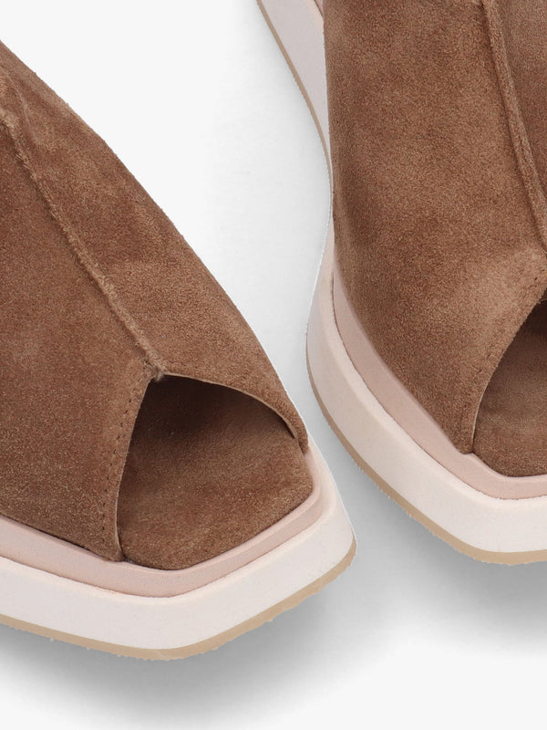Aperture Brown Suede Wedge Mules
