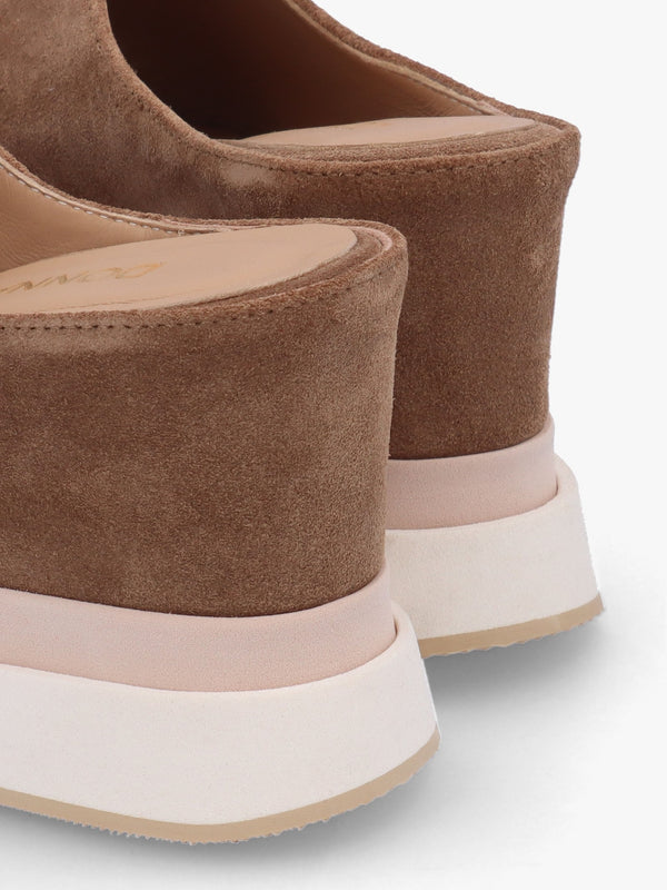 Aperture Brown Suede Wedge Mules
