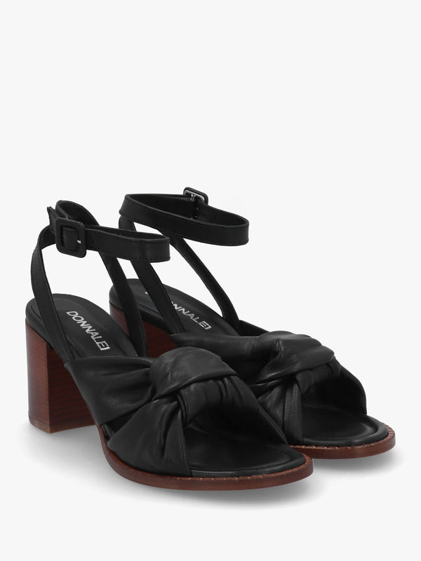 Comet Black Leather Block Heel Sandals