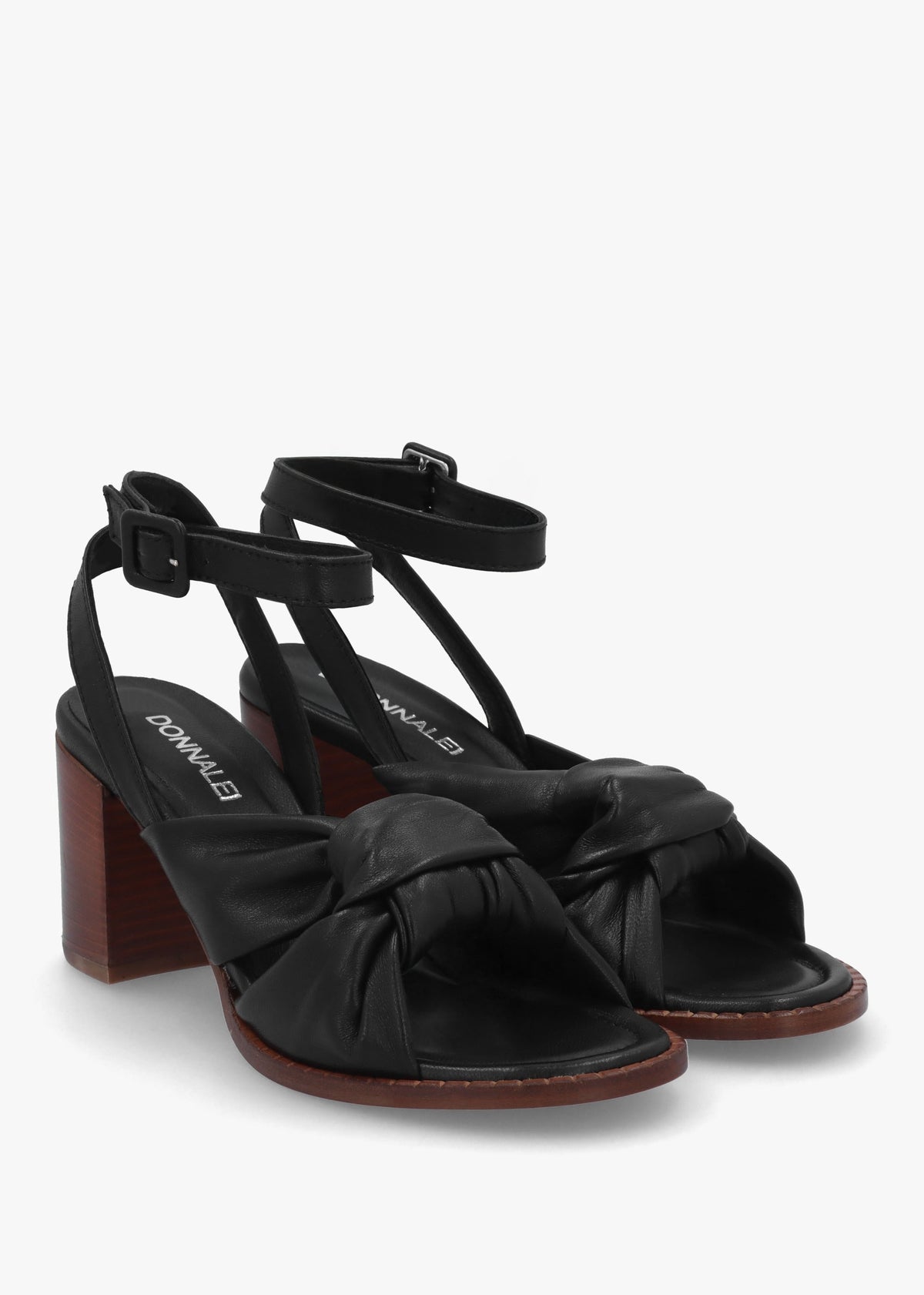 Comet Black Leather Block Heel Sandals