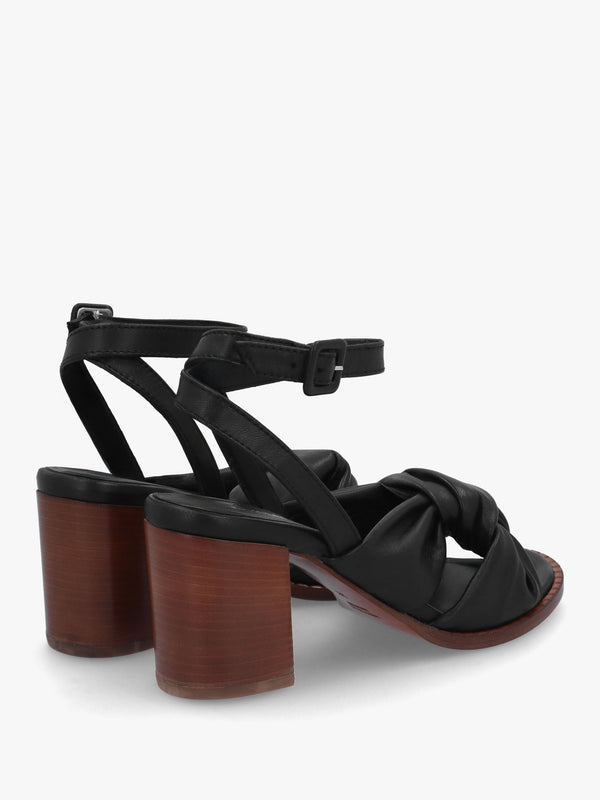 Comet Black Leather Block Heel Sandals