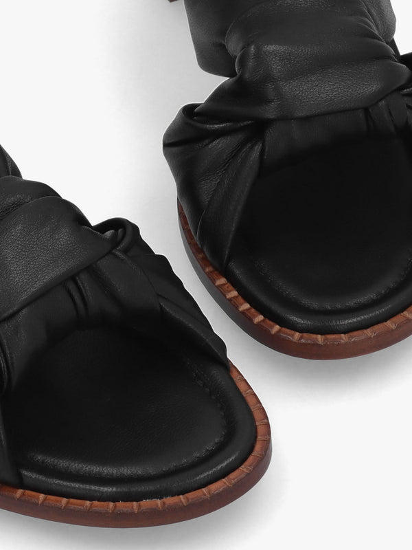 Comet Black Leather Block Heel Sandals