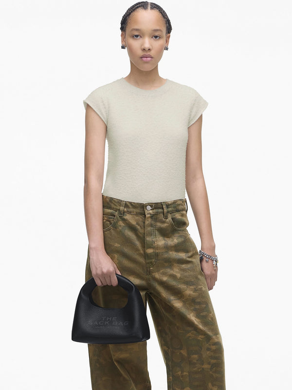 The Mini Tonal Black Leather Sack Bag
