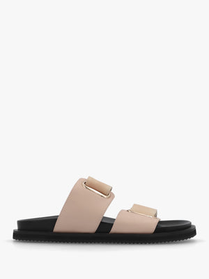 Pacey Nude Leather Two Bar Mules