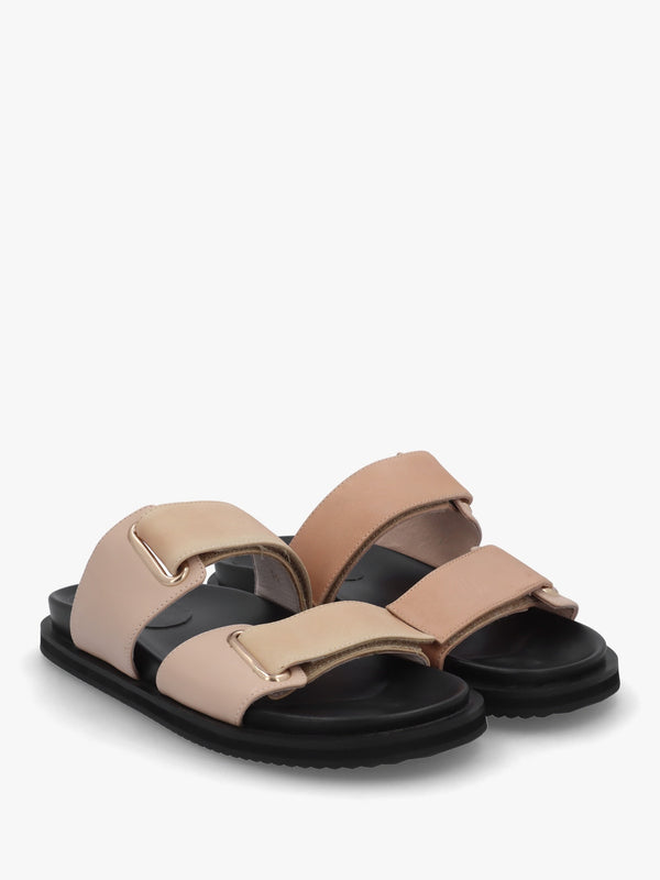 Pacey Nude Leather Two Bar Mules
