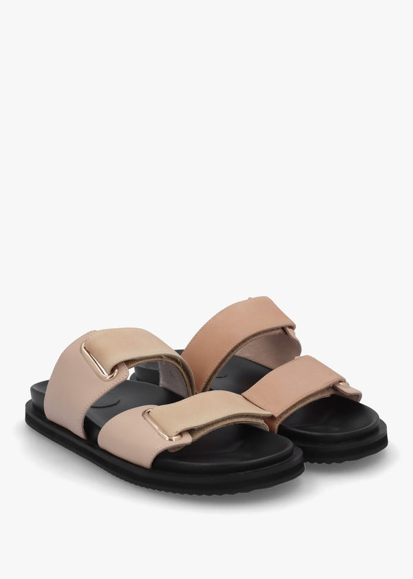 Pacey Nude Leather Two Bar Mules