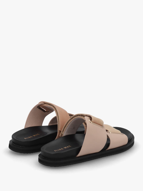 Pacey Nude Leather Two Bar Mules