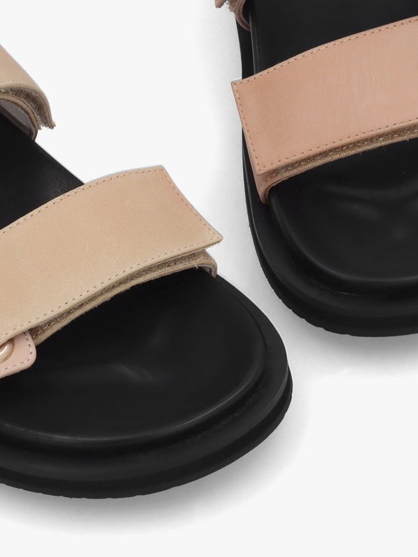 Pacey Nude Leather Two Bar Mules