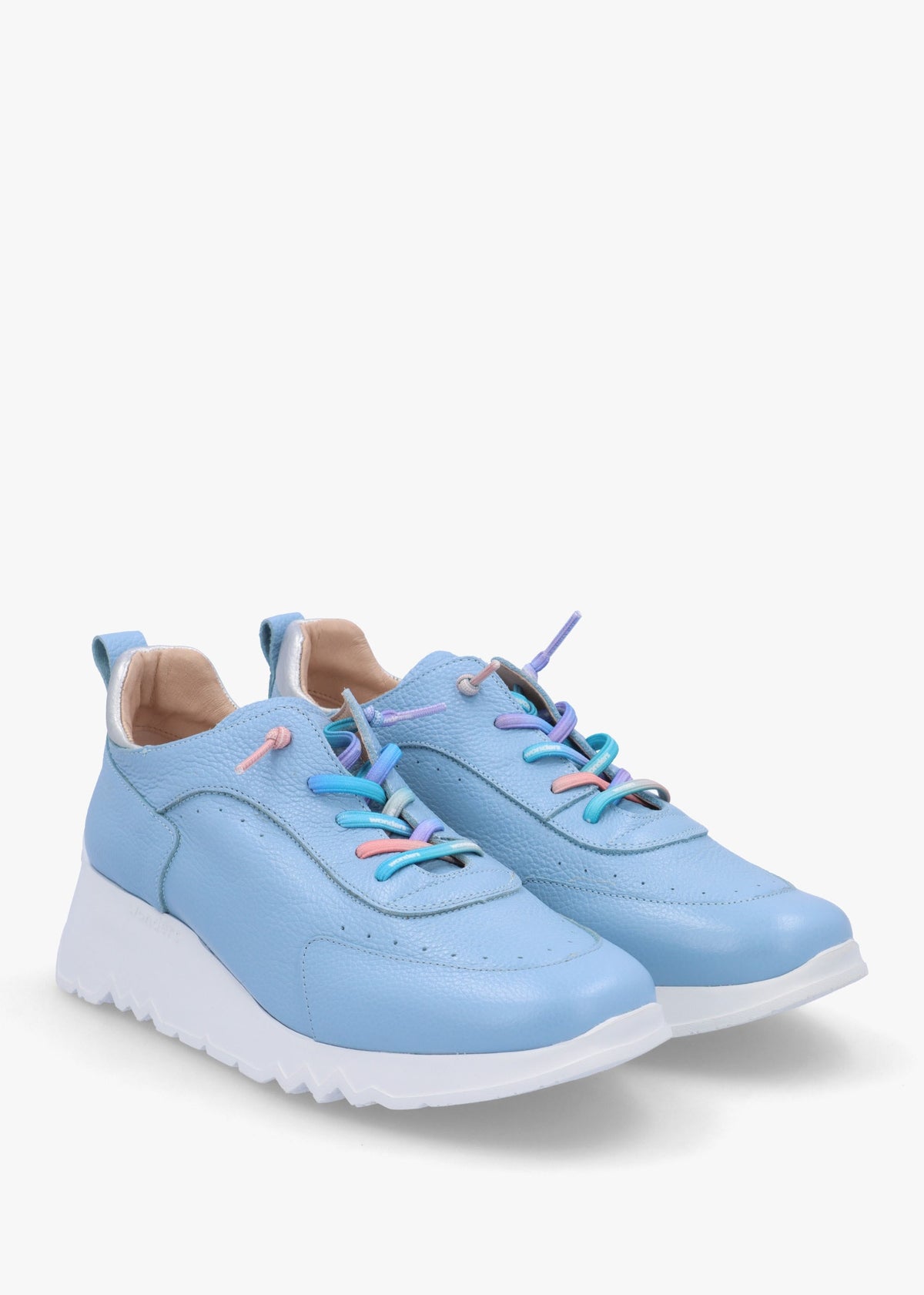 Cappella Blue Leather Low Wedge Trainers