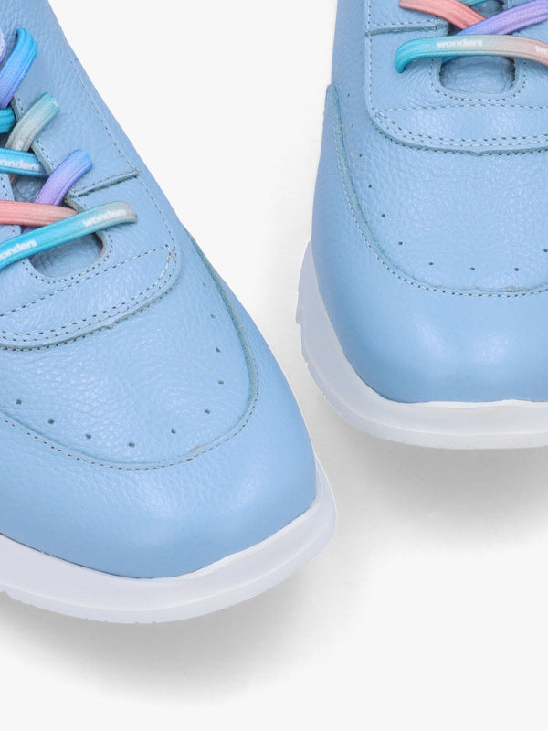 Cappella Blue Leather Low Wedge Trainers