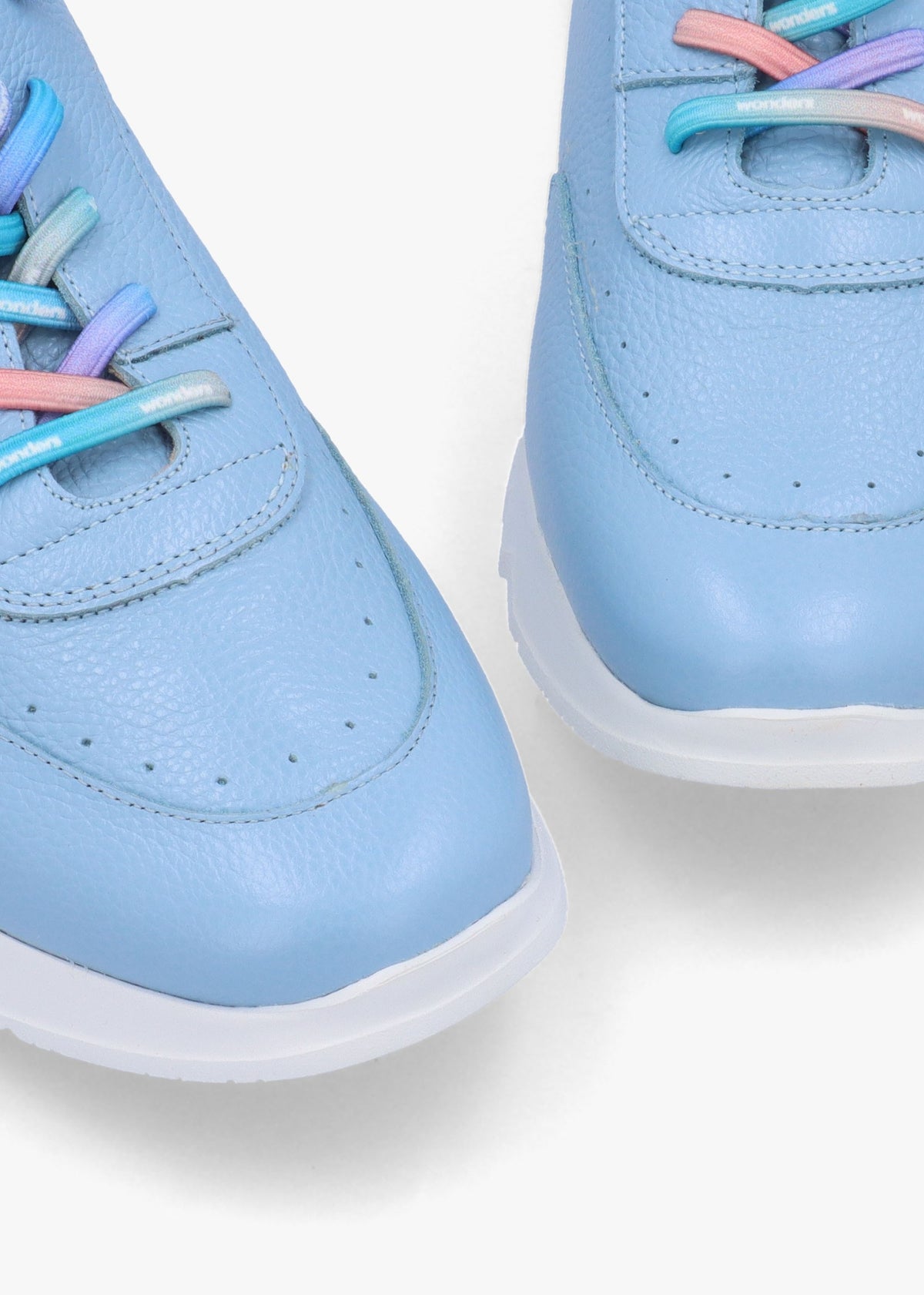 Cappella Blue Leather Low Wedge Trainers
