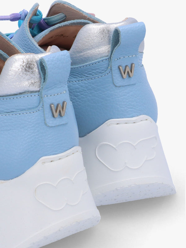 Cappella Blue Leather Low Wedge Trainers