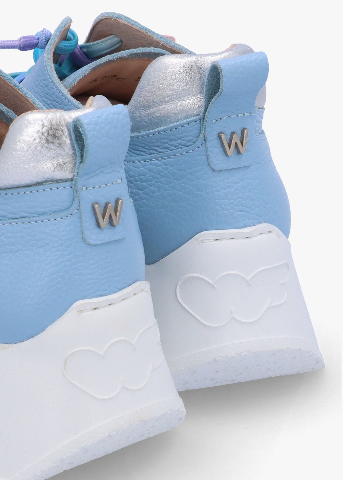 Cappella Blue Leather Low Wedge Trainers