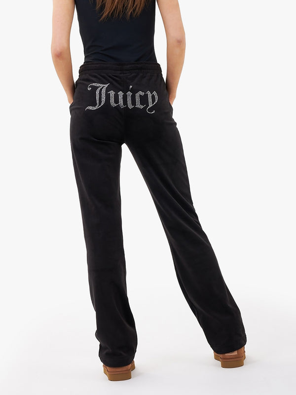 Tina Black Velour Diamante Track Pants