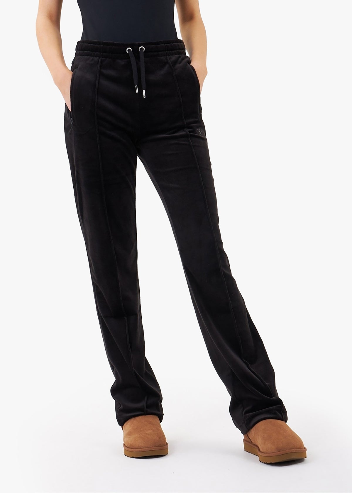 Tina Black Velour Diamante Track Pants
