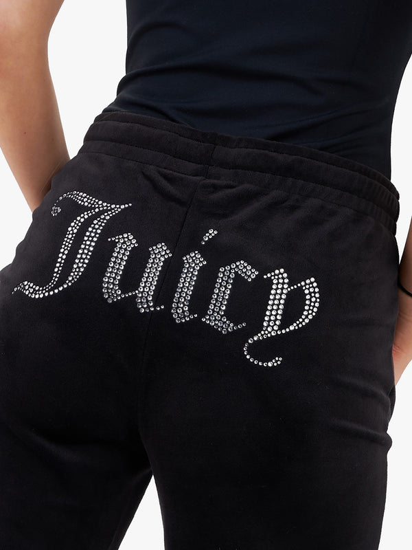 Tina Black Velour Diamante Track Pants
