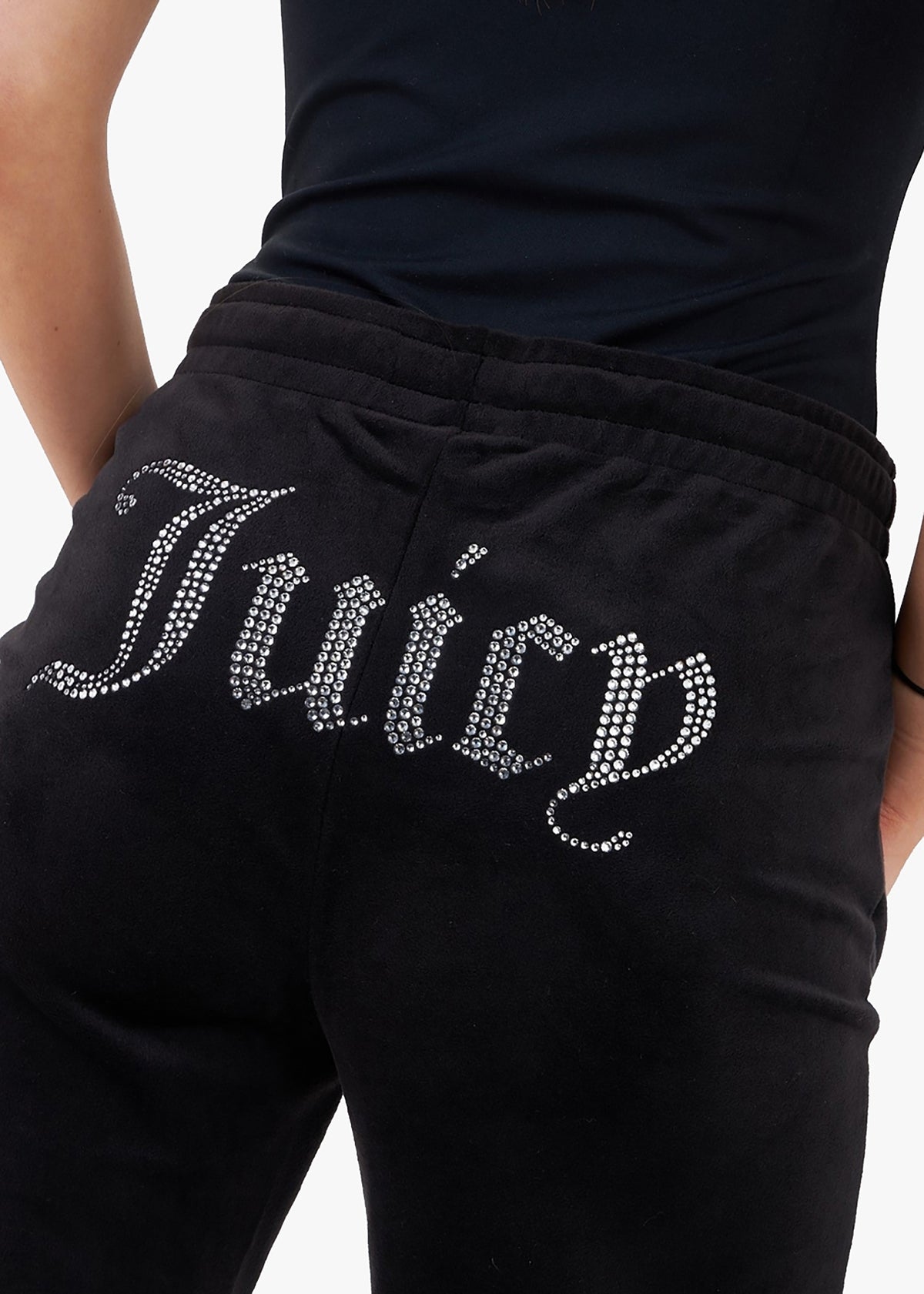 Tina Black Velour Diamante Track Pants