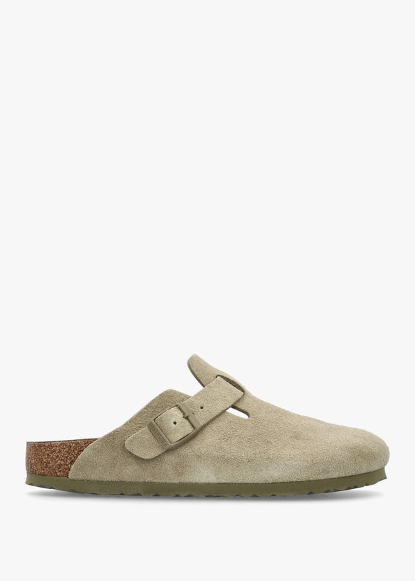 Boston Faded Khaki Suede Clogs