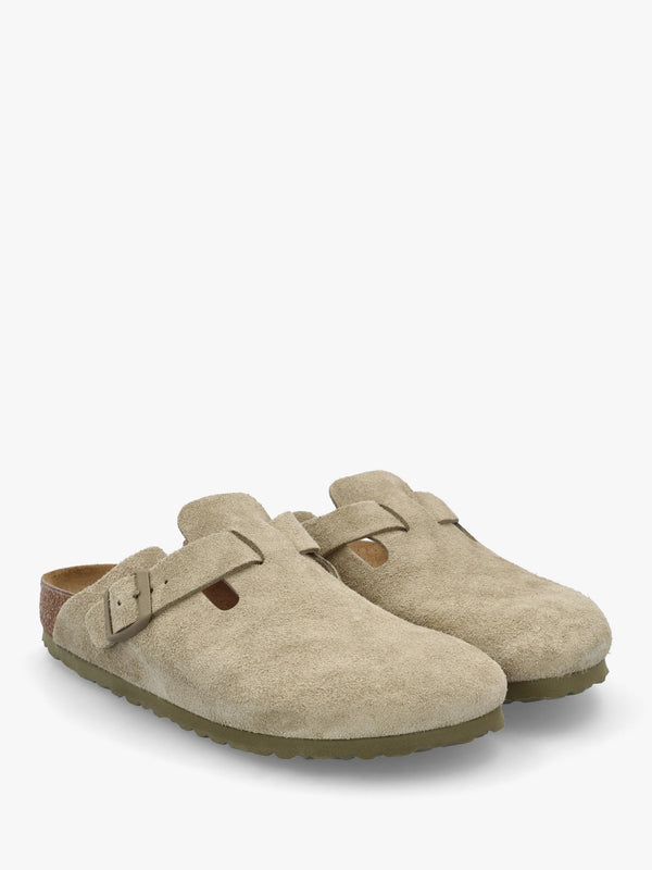 Boston Faded Khaki Suede Clogs