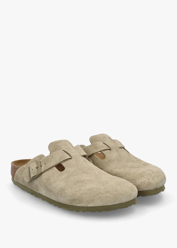 Boston Faded Khaki Suede Clogs