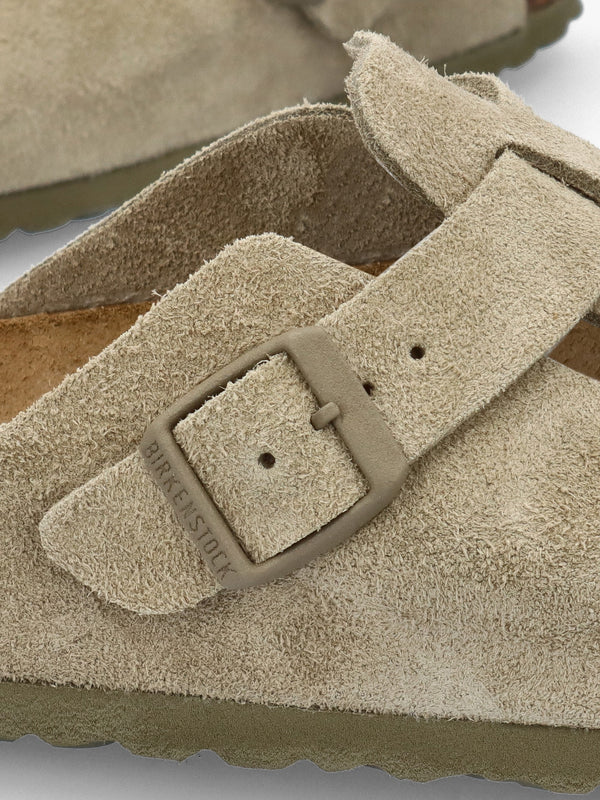 Boston Faded Khaki Suede Clogs