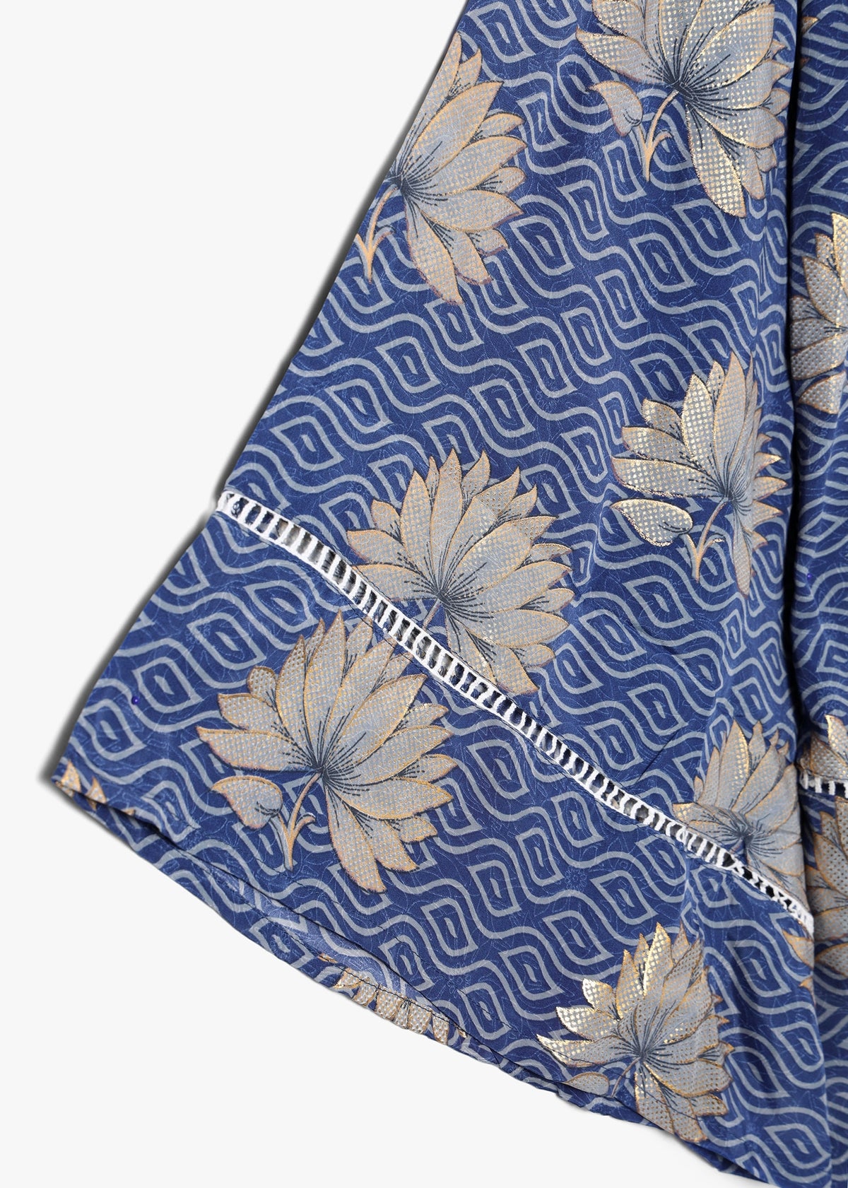 Blue Multicoloured Crepe Short Kimono