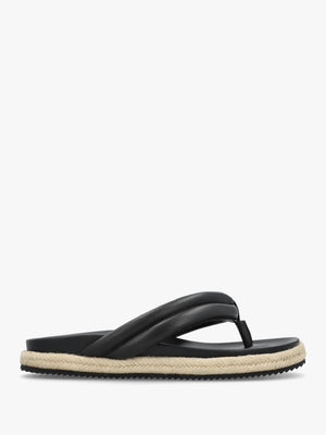 Lucy Black Leather Toe Post Sandals