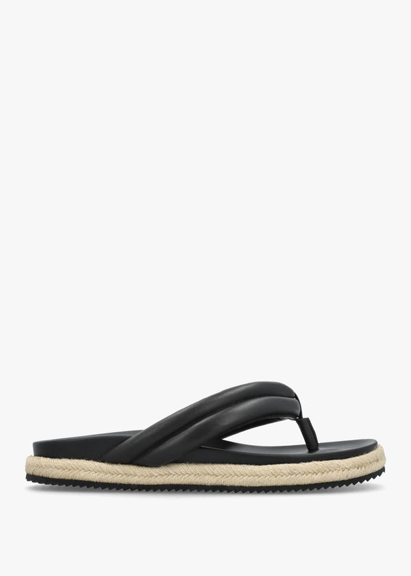 Lucy Black Leather Toe Post Sandals