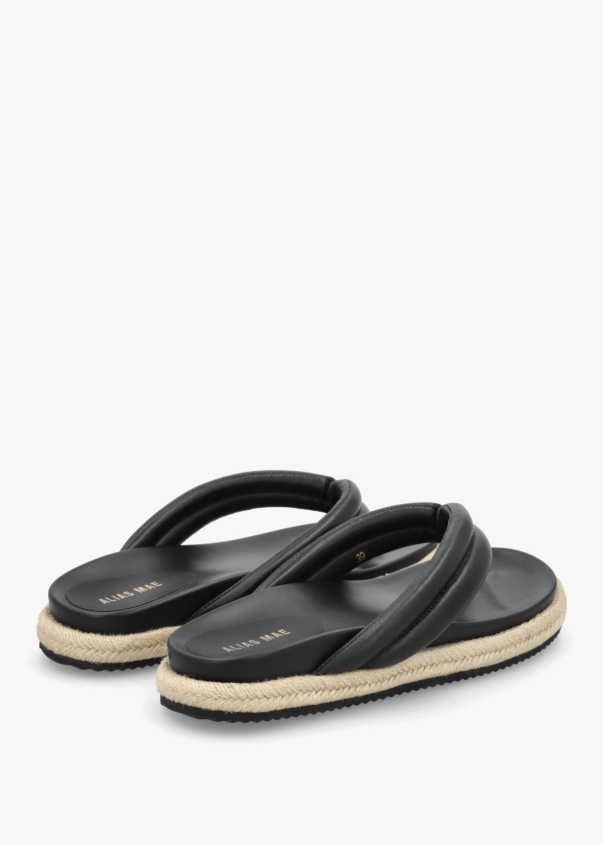 Lucy Black Leather Toe Post Sandals
