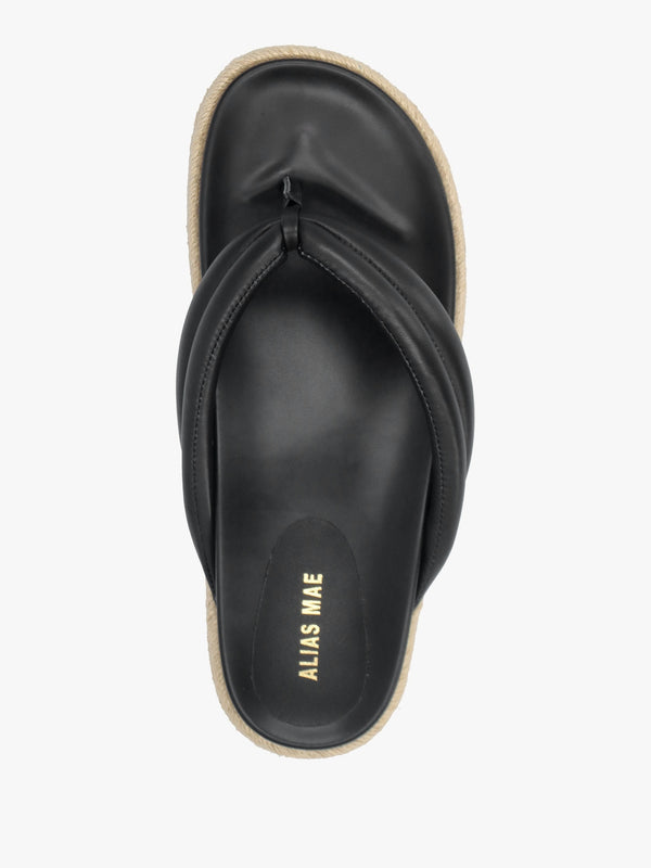 Lucy Black Leather Toe Post Sandals