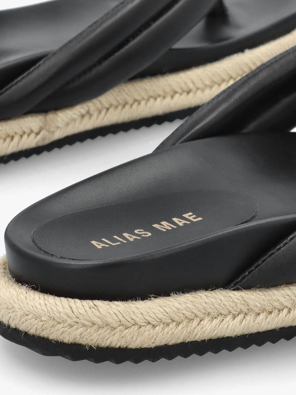 Lucy Black Leather Toe Post Sandals