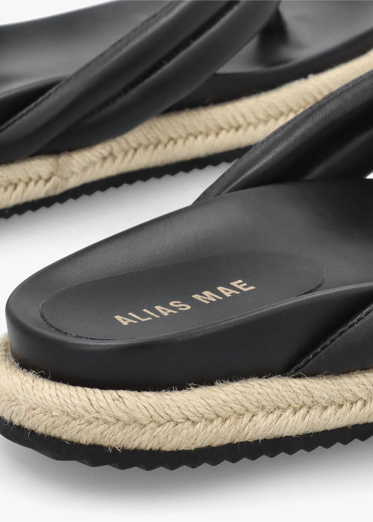 Lucy Black Leather Toe Post Sandals