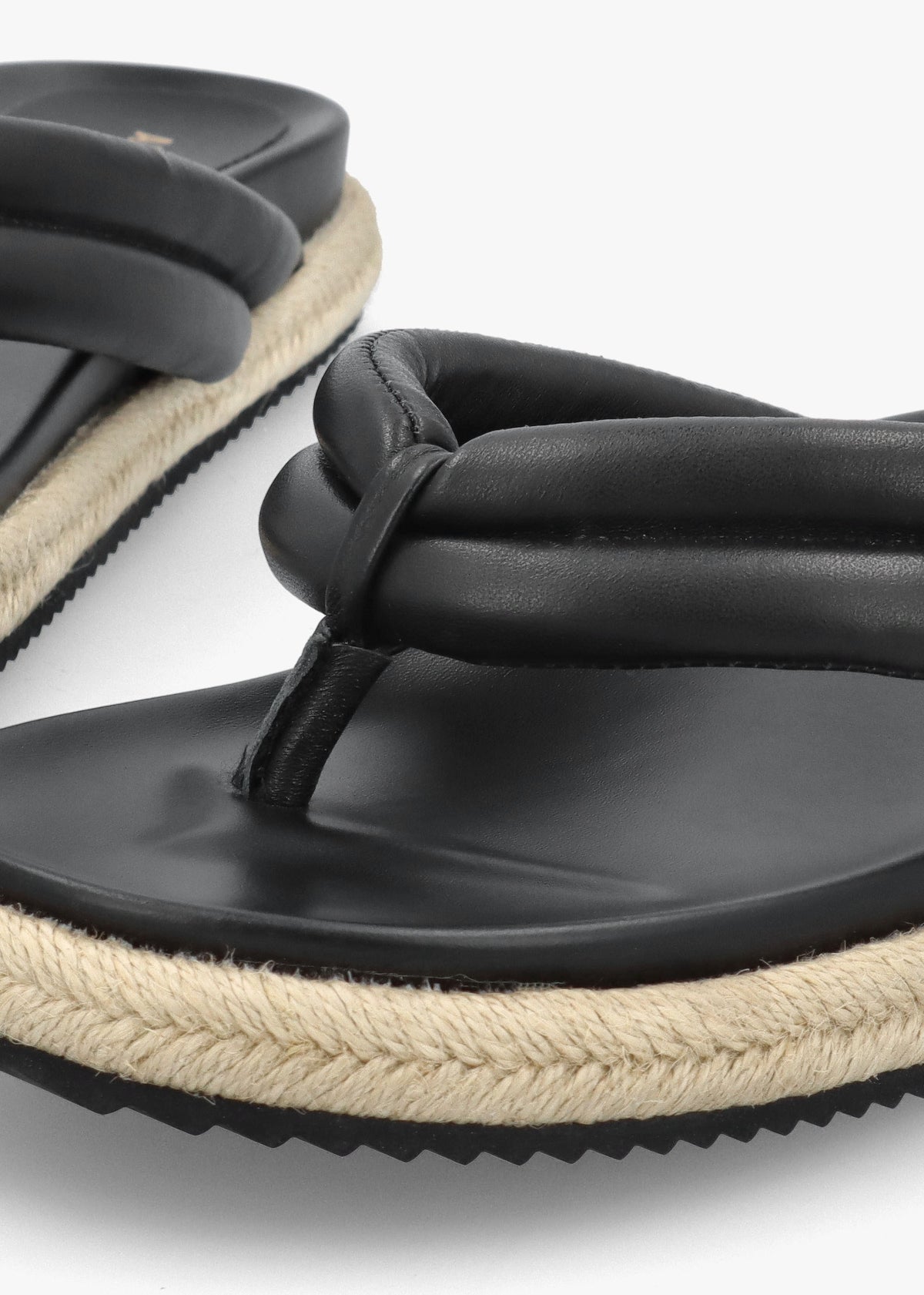 Lucy Black Leather Toe Post Sandals