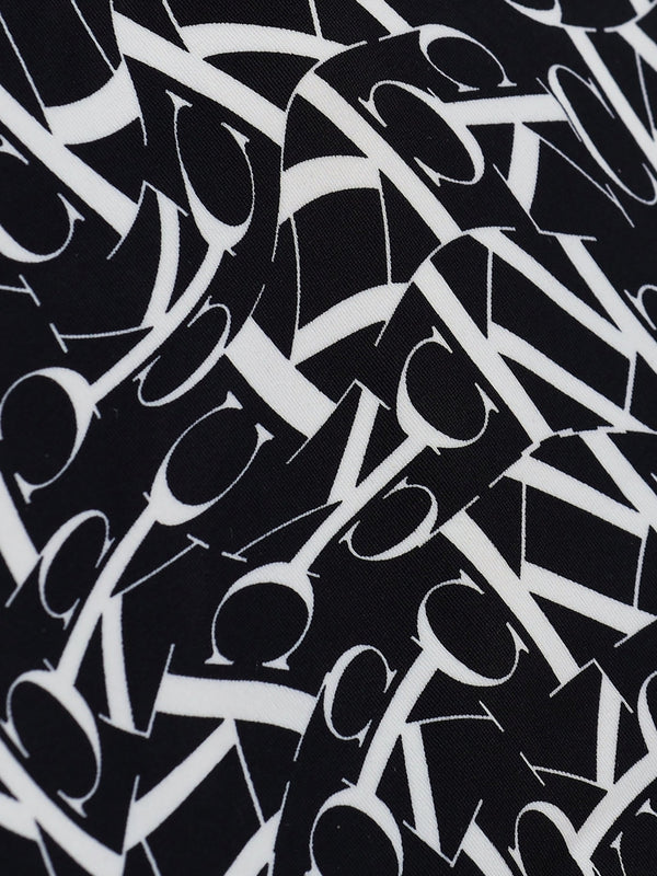CK Warped Monogram Print Scoop Neck Swimsuit