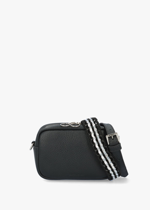 Sierra Black Leather Cross-Body Bag