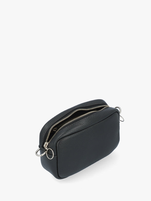 Sierra Black Leather Cross-Body Bag