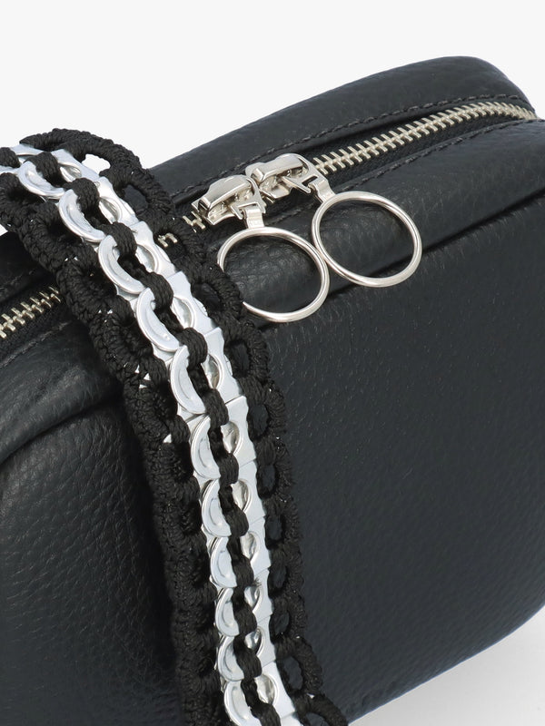 Sierra Black Leather Cross-Body Bag