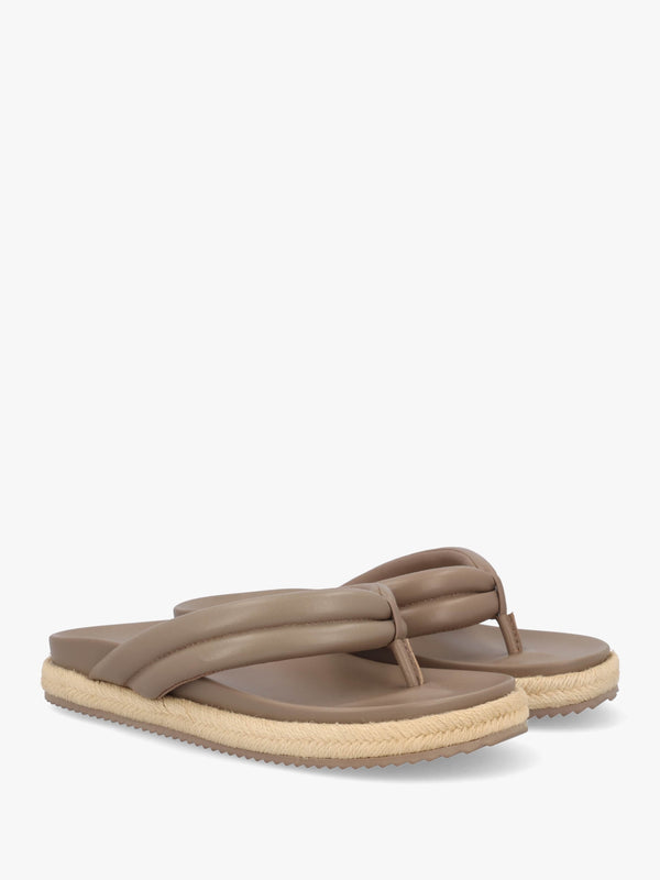 Lucy Taupe Leather Toe Post Sandals