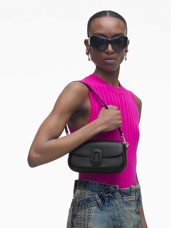 The Clover Black Leather Shoulder Bag