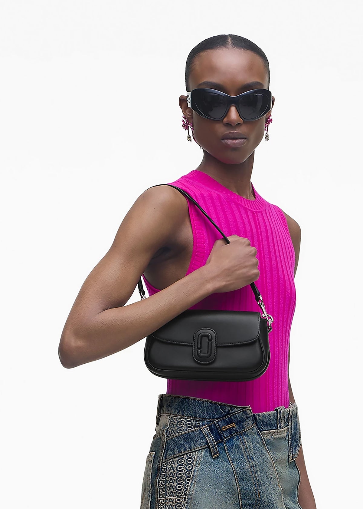 The Clover Black Leather Shoulder Bag