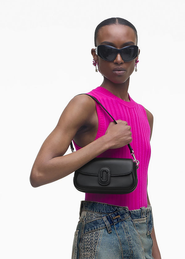 The Clover Black Leather Shoulder Bag