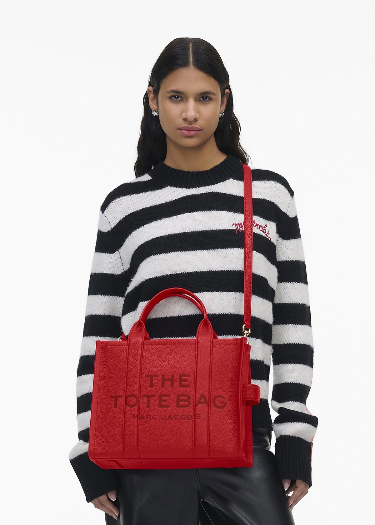 The Leather Medium True Red Tote Bag