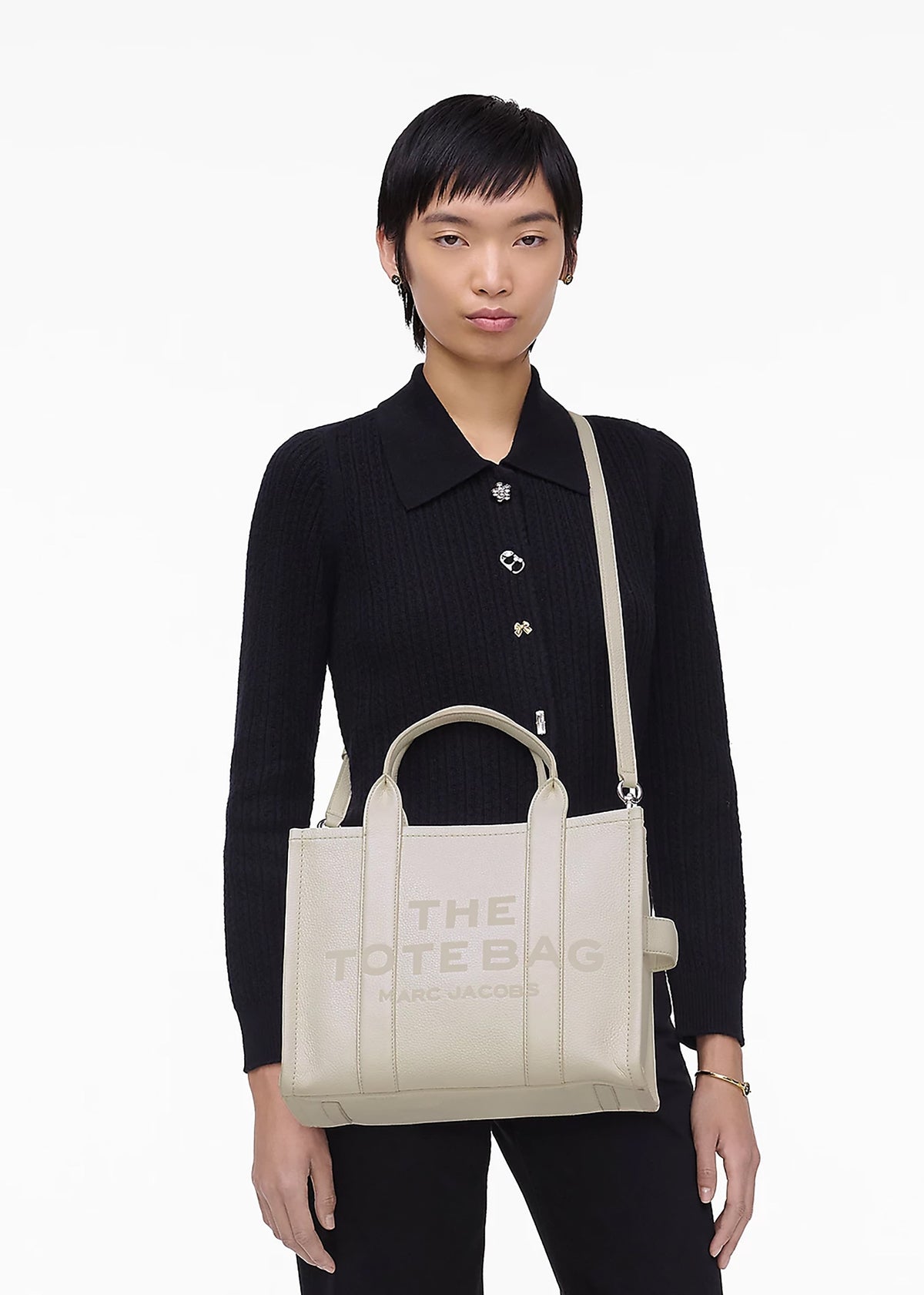 The Leather Medium Cotton Silver Tote Bag