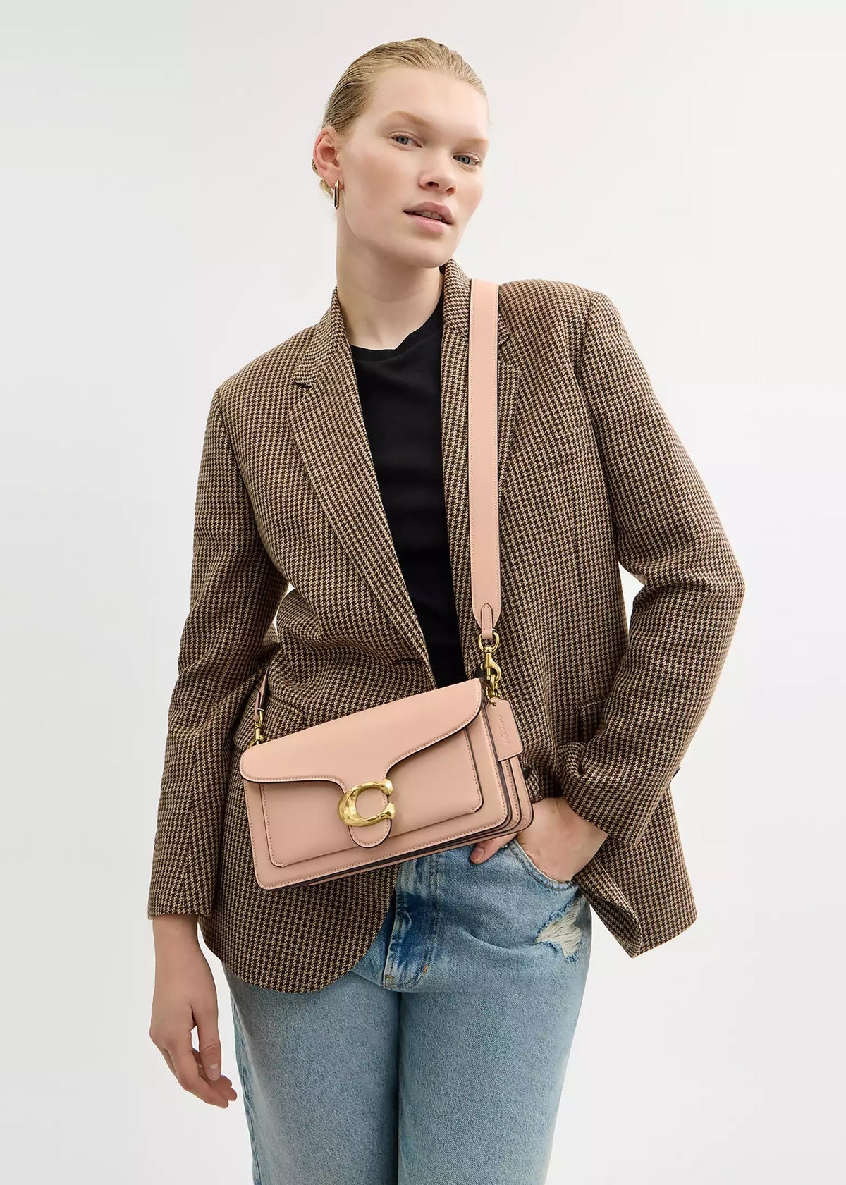 Tabby 26 Hammered Cream Nude Leather Shoulder Bag