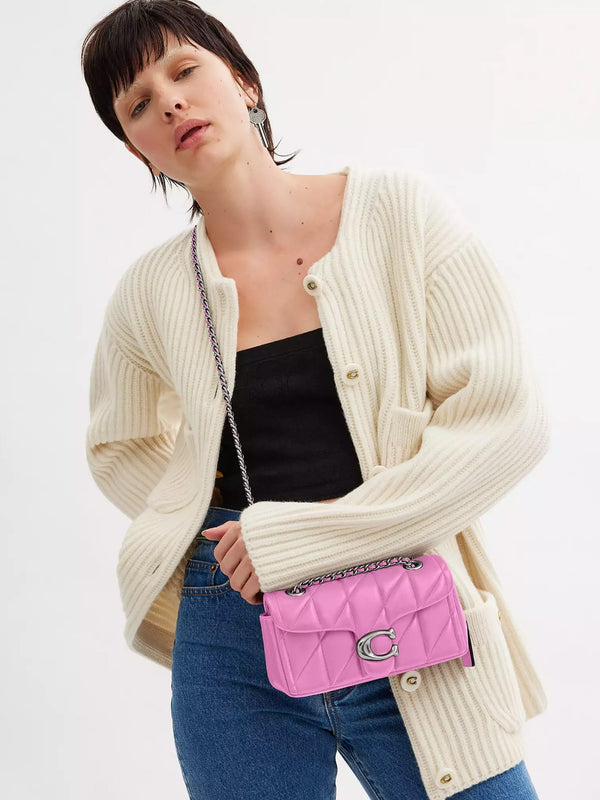 Tabby 20 Quilted Fuchsia Leather Shoulder Bag