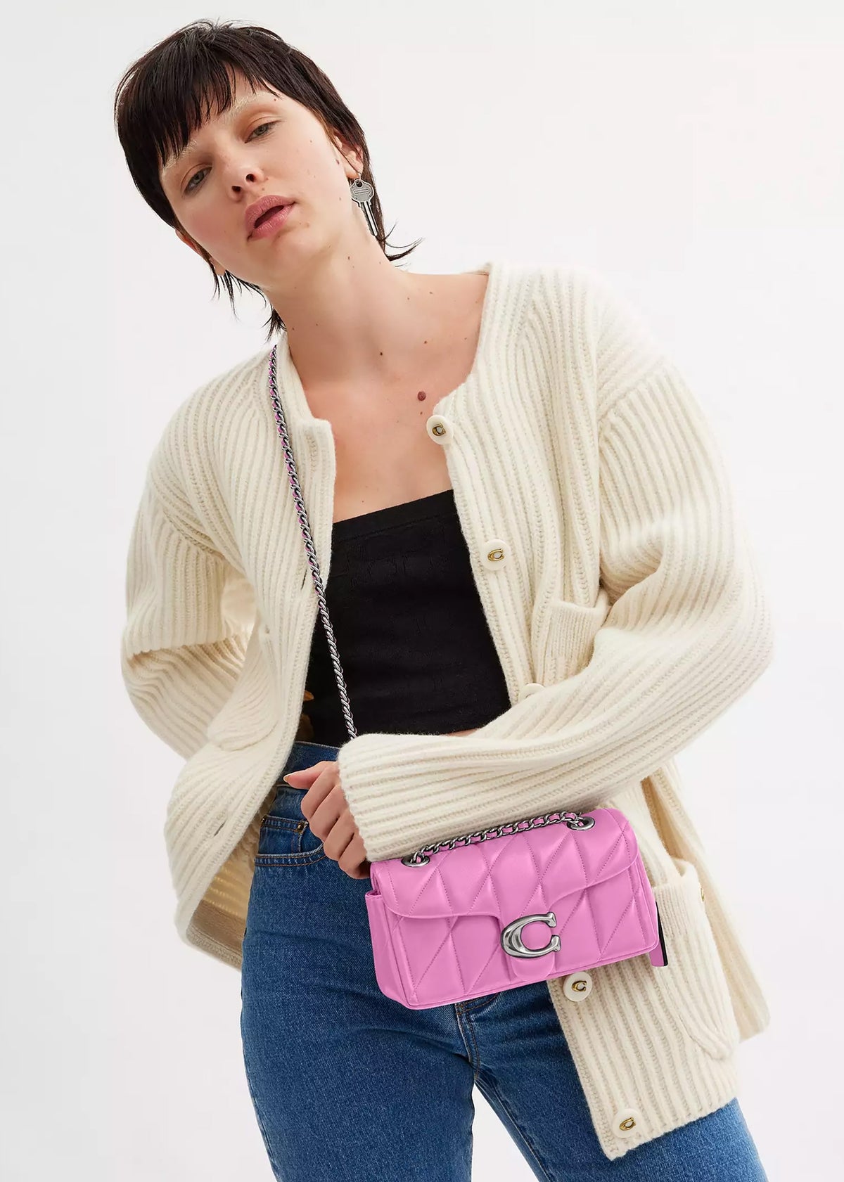 Tabby 20 Quilted Fuchsia Leather Shoulder Bag